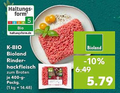 K-Bio Bioland Rinderhackfleisch Zum Braten, 400-G-Packung Angebot bei ...