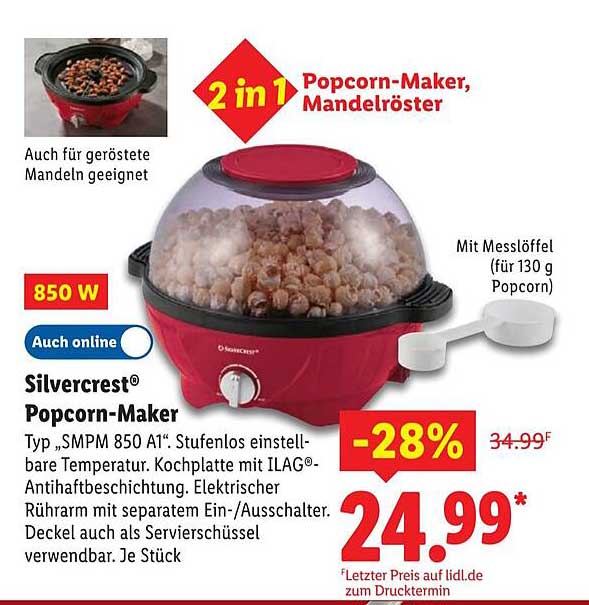Silvercrest® Popcorn-Maker, Mandelröster