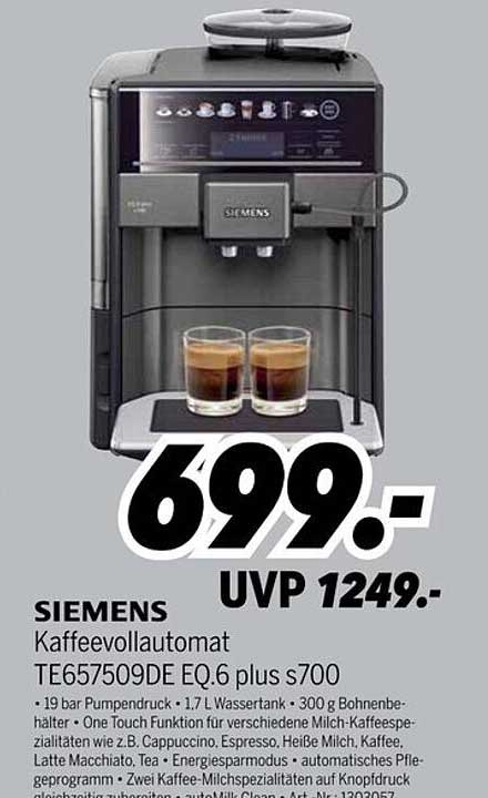 Siemens Te657509de Eq 6 Plus S700 Kaffeevollautomat Schwarz