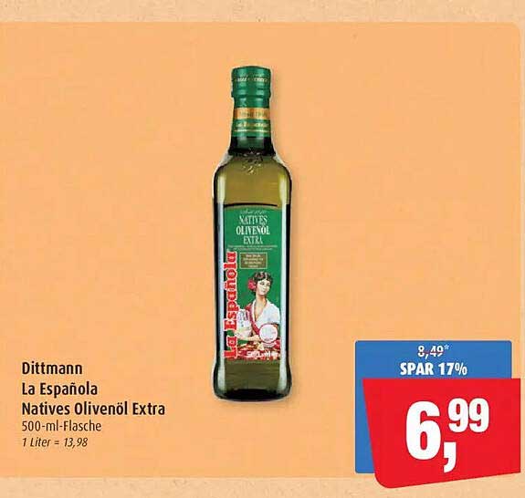 Dittmann La Española Natives Olivenöl Extra 500-ml-Flasche