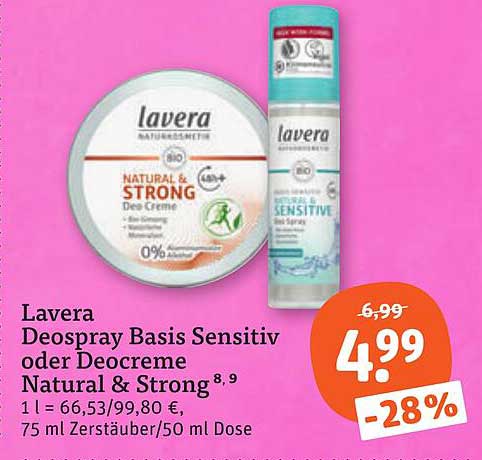 Lavera Deospray Basis Sensitiv oder Deocreme Natural & Strong