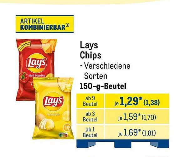 Lays Chips • Verschiedene Sorten 150-g-Beutel