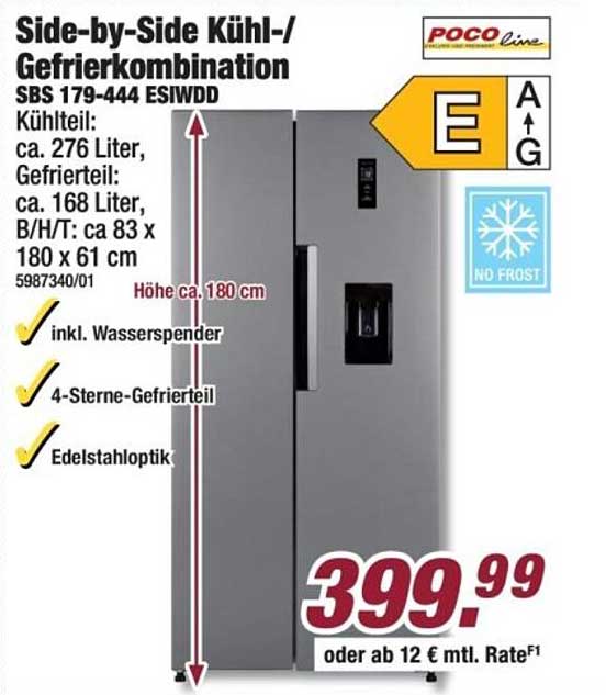 Side-by-Side Kühl-/Gefrierkombination SBS 179-444 ESIWDD