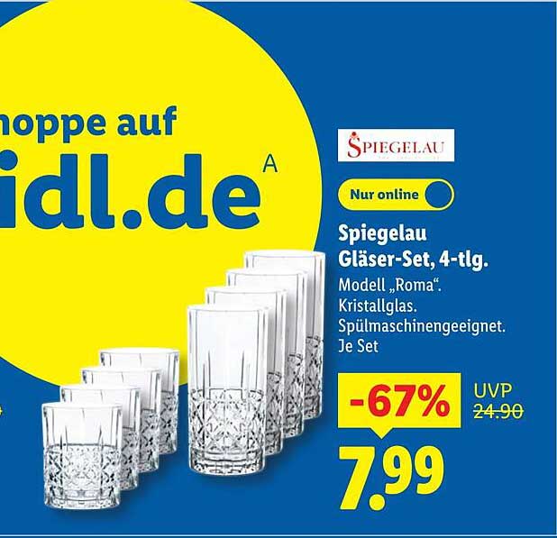 Spiegelau Gläser-Set, 4-tlg. Modell „Roma“. Kristallglas. Spülmaschinengeeignet. Je Set