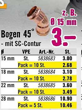 Bogen 45° - mit SC-Contur