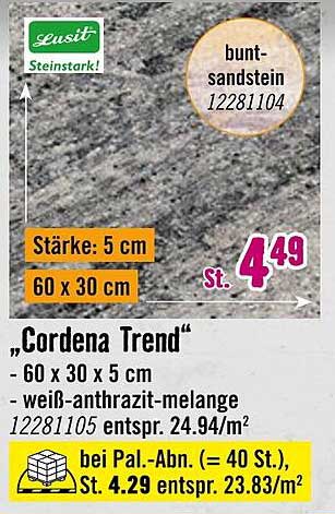 "Cordena Trend" Bunt-Sandstein - 60 x 30 x 5 cm