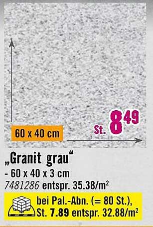 "Granit grau" 60 x 40 cm (3 cm Dicke)