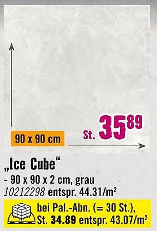 „Ice Cube“ Fliesen - 90 x 90 cm, grau