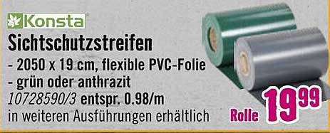 Konsta Sichtschutzstreifen – 2050 x 19 cm, flexible PVC-Folie