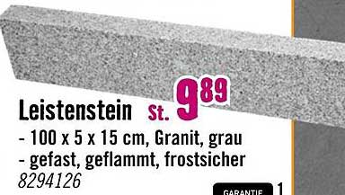Leistenstein 100 x 5 x 15 cm, Granit, grau