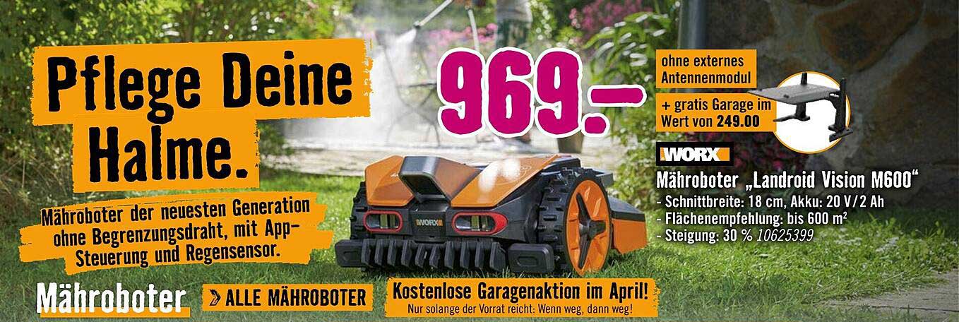 Mähroboter „Landroid Vision M600“ mit kostenloser Garage