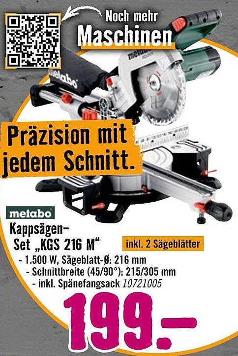 Metabo Kappsägen-Set ‚KGS 216 M‘ inklusive 2 Sägeblätter