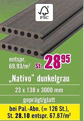 Nativo dunkelgrau - 23 x 138 x 3000 mm, gepprägt/glatt