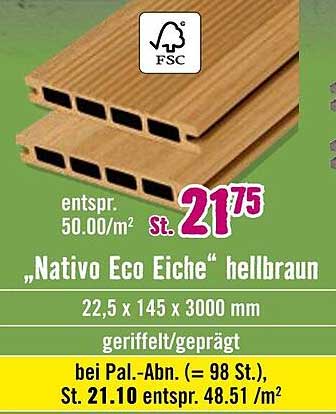 Nativo Eco Eiche hellbraun - Hochwertige Terrassendielen