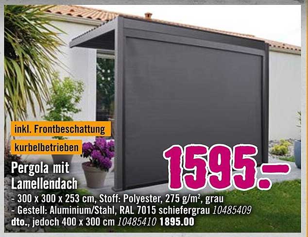 Pergola mit Lamellendach inkl. Frontbeschattung