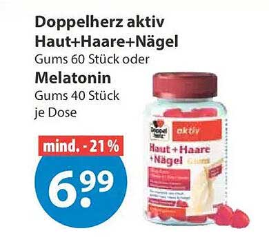 Doppelherz aktiv Haut+Haare+Nägel Gums 60 Stück oder Melatonin Gums 40 Stück je Dose