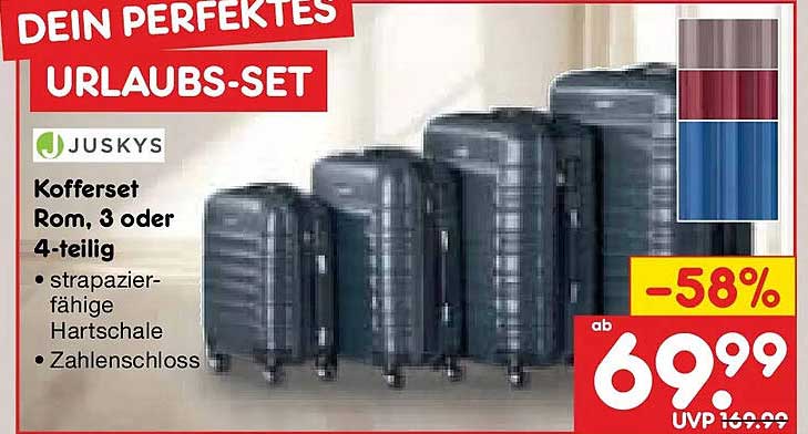 JUSKYS Kofferset Rom, 3 oder 4-teilig