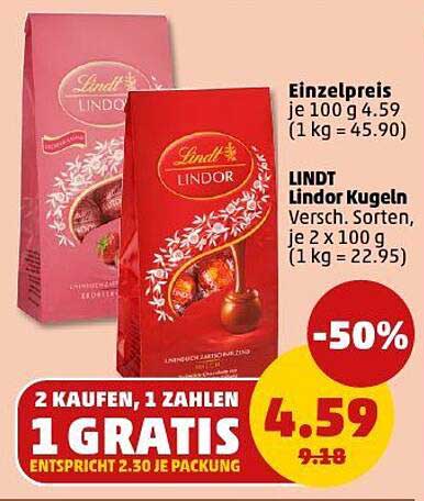 2 kaufen, 1 gratis – LINDT Lindor Kugeln