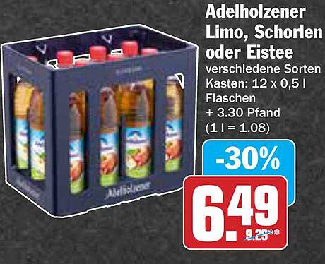 Adelholzer Limo, Schorlen oder Eistee - verschiedene Sorten