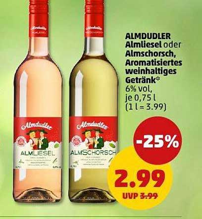 ALMDUDLER Almliesel oder Almschorsch, Aromatisiertes weinhaltiges Getränk, je 0,75 l
