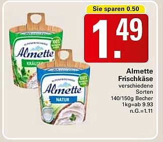 Almette Frischkäse verschiedene Sorten 140/150g Becher