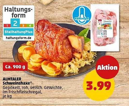 ALMTALER Schweinshaxe - Gepökelt, roh, verschiedene Gewichtsklassen, im Frischfleischregal, je kg
