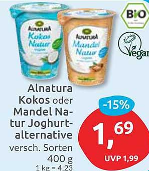 Alnatura Kokos oder Mandel Natur Joghurt-Alternative, 400 g