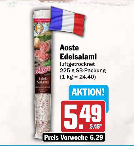 Aoste Edelsalami luftgetrocknet 225 g SB-Packung