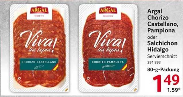 Argal Chorizo Castellano, Pamplona oder Salchichon Hidalgo Servierschnitt 80-g-Packung