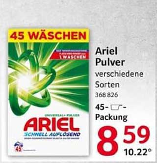 Ariel Pulver verschiedene Sorten 45-Waschen
