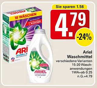 Ariel Waschmittel 18 Waschungen - Jetzt nur 4,79 €