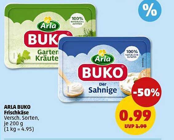 ARLA BUKO Frischkäse Versch. Sorten, je 200 g