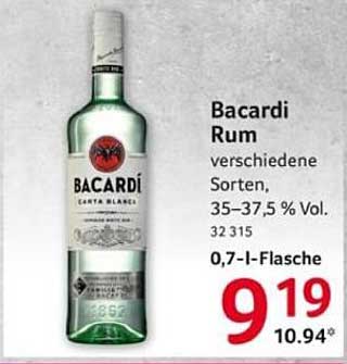 Bacardi Rum - verschiedene Sorten, 0,7-l-Flasche