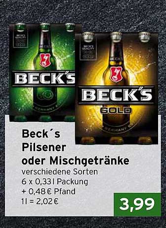 Beck´s Pilsener oder Mischgetränke verschiedene Sorten