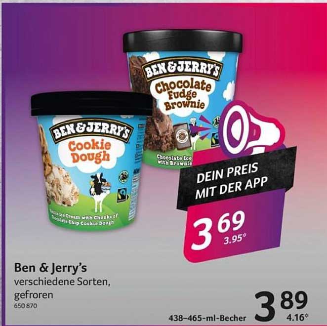 Ben & Jerry's verschiedene Sorten, gefroren