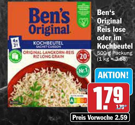 Ben's Original Reis lose oder im Kochbeutel 500 g