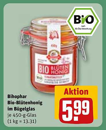 Bihophar Bio-Blütenhonig im Bügelglas