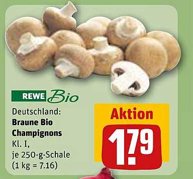 Braune Bio Champignons Kl. I, je 250-g-Schale