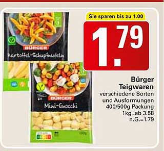 Bürger Teigwaren - Verschiedene Sorten und Ausformungen