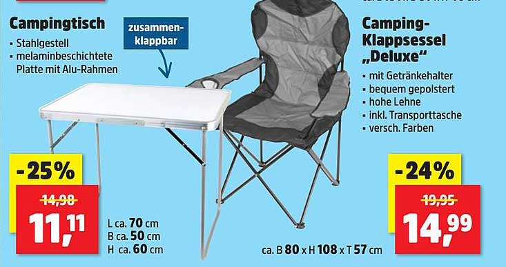 Camping Tisch und Camping-Klappstuhl "Deluxe"