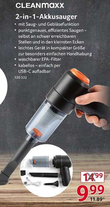 CLEANmaxx 2-in-1 Akkusauger
