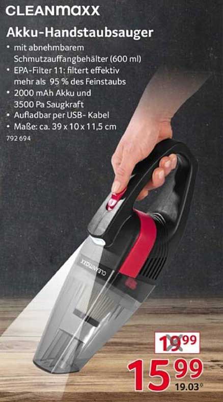 CLEANmaxx Akku-Handstaubsauger