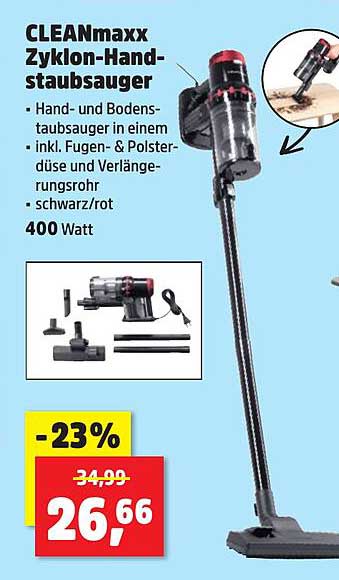 CLEANmaxx Zyklon-Handstaubsauger