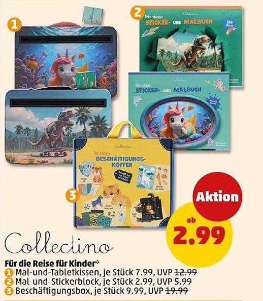 Collectino Mal- und Tablet-Kissen, Sticker- und Malbücher, Mal- und Stickerblock sowie Beschäftigungsbox ab 2,99