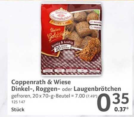Coppenrath & Wiese Dinkel-, Roggen- oder Laugenbrötchen gefroren, 20 x 70 g-Beutel