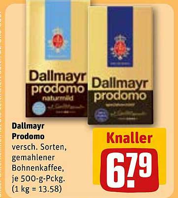 Dallmayr Prodomo, verschiedene Sorten, gemahlener Bohnenkaffee, je 500-g-Pckg.