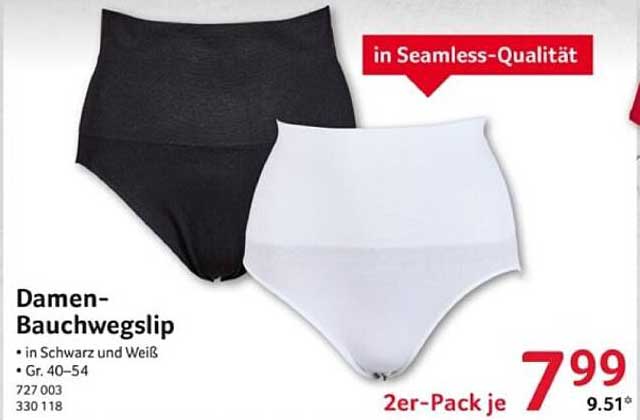 Damen-Bauchweggslip 2er-Pack in Schwarz und Weiß