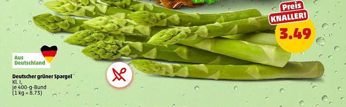 Deutscher grüner Spargel KL I, je 400-g-Bund