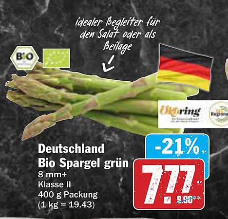 Deutschland Bio Spargel grün 400 g