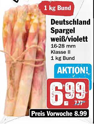 Deutschland Spargel weiß/violett 1 kg Bund
